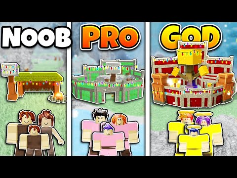 Roblox NOOB vs PRO vs GOD FAMILY CHRISTMAS BASE BUILD in Booga Booga