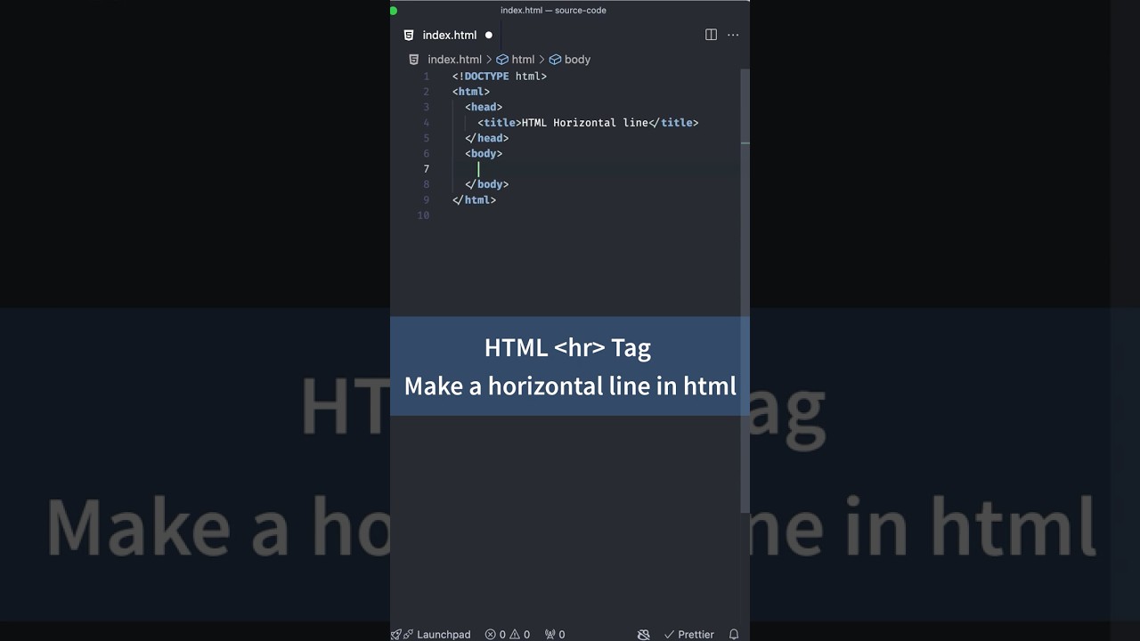 Make a Horizontal Line in HTML, hr tag | HTML CSS Tutorial for Beginners #html