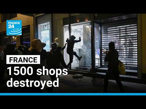 French shops demolished after weekend riots across the country