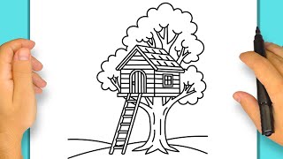 How to Draw a Treehouse | Step by Step Simple and Easy