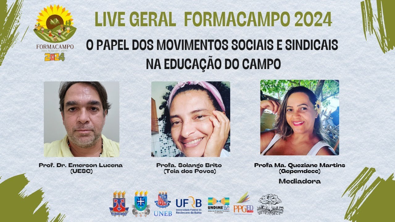 Formacampo - Live Geral: O Papel dos Movimentos Sociais e Sindicais na Educação do Campo