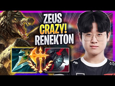 ZEUS CRAZY GAME WITH RENEKTON! - T1 Zeus Plays Renekton TOP vs Pantheon! | Season 2023