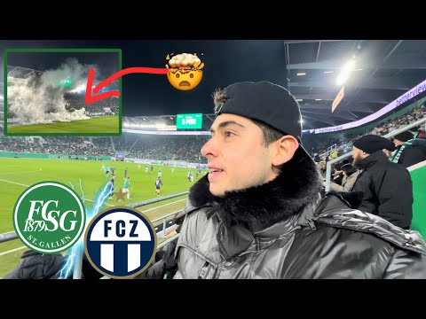 Pyrotechnic show and game interruption 😳🧨 | FC ST. GALLEN vs. FC ZÜRICH | Stadium vlog