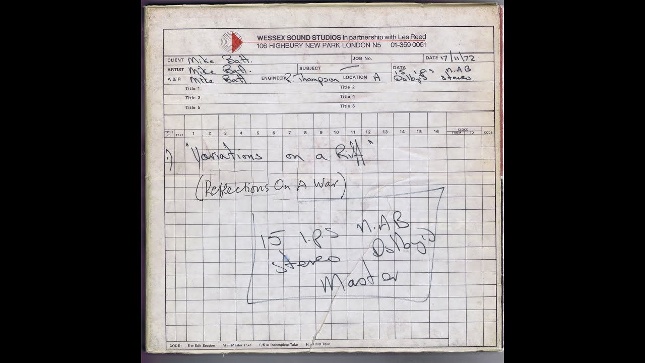 Mike Batt & Friends (1972) - Variations On A Riff - YouTube