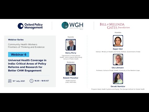 Universal Health Coverage: Critical Areas of Policy Reforms and Research for Better CHW Engagement