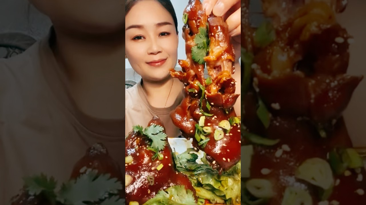 Delicious special grilled pork ribs #food #mukbang #eating #porkchilly
