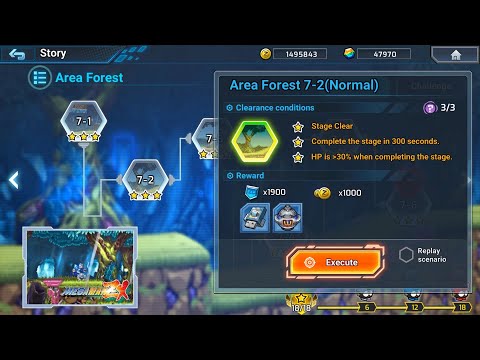 ROCKMAN X DIVE OFFLINE : Area Forest 7-2 (Normal) Deep Element Hidden