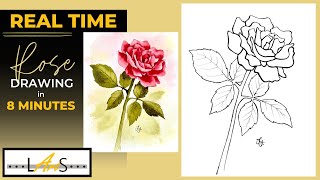 How to Draw a Rose in 8 MINUTES! Rose Drawing! How to Draw! Valentines Day Card! Roses!