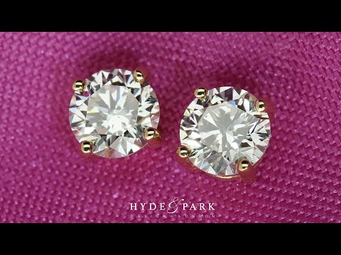Four Claw Diamond Stud Earrings - Yellow Gold