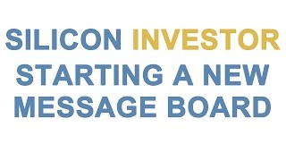 Starting A new Message Board