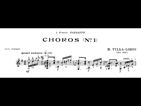 Heitor Villa-Lobos: Choros No. 1 (Guitar) [Score video]
