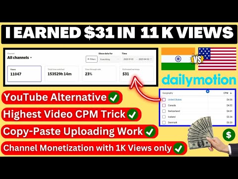 I Earned $31 in Just 11K Views on Dailymotion 🔥 Youtube Alternative | Highest CPM Copy-Paste Trick