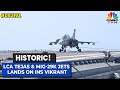 WATCH: LCA Tejas & MiG-29K Jets Lands On Aircraft Carrier INS Vikrant | Visuals | CNBC-TV18