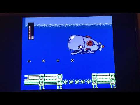 Mega Man 4 - Skipping Moby with Rush Coil (its sprite glitches during the screen transition)