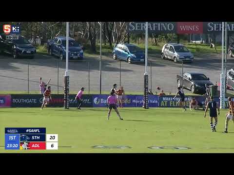 Rd 12 SANFL Snapshot - Adelaide's Tariek Newchurch kicks a clever checkside goal