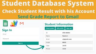 R11 | Student Database Management System using Appscript | Check Grade | Edit Profile | Email Report