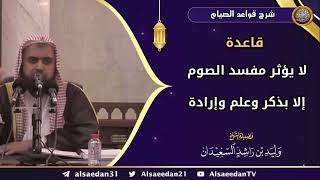 صورة قاعدة: (لا يؤثر مفسد الصوم إلا بذكر، وعلم، وإرادة)