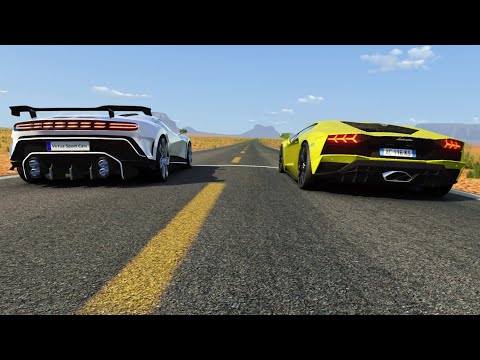 Bugatti Centodieci vs Lambo Sports Drag Race: Aventador S, Veneno, Huracan, Centenario & Tesla Roads