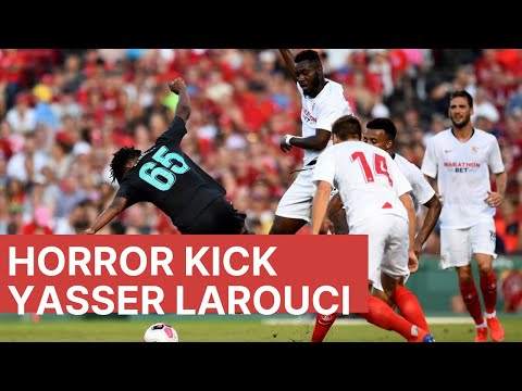 Horror Kick 🤷‍♂️Yasser Larouci 🤜 Liverpool vs Sevilla