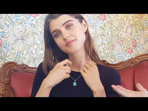 Model Wearing Transparent Crystal Opal Pendant