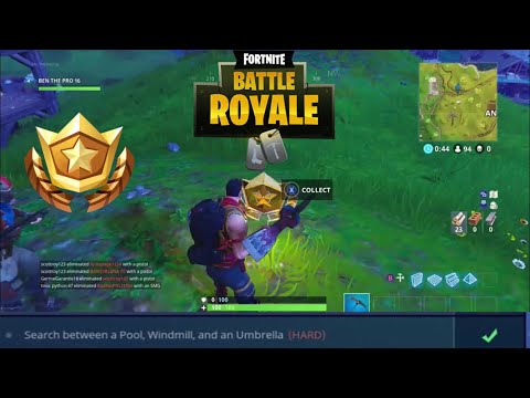 where is the pool umbrella and windmill battle pass quest fortnite battle royale - fortnite umbrella pool