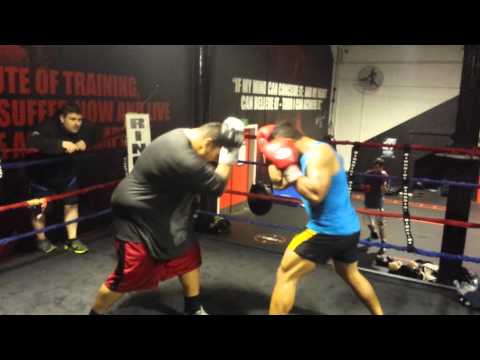 Smiley assassin sparring with Eti the bomb.