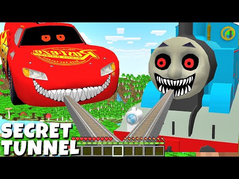 I found Secret tunnel LIGHTNING MCQUEEN EXE AND THOMAS TRAIN EXE in MINECRAFT
