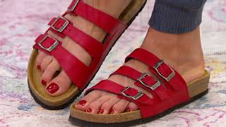 Naot Leather Triple Strap Slide Sandals - Austin on QVC