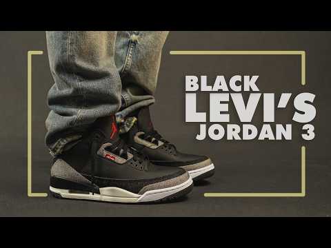 Air Jordan 3 x Levi's Black and White - On Feet, Lace Swap, Unboxing Review.