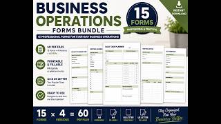 15 Business Operations Forms Bundle | Printable and Fillable PDF Templates