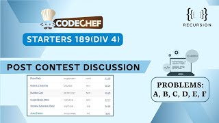 CodeChef STARTERS 189 (Div. 4) | Post Contest Discussion