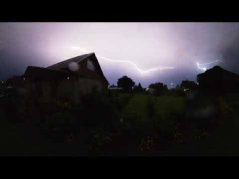 VR 360° video | Lightning Storm, Rain and Thunderstorm at Night | ASMR video | Sounds for Sleeping