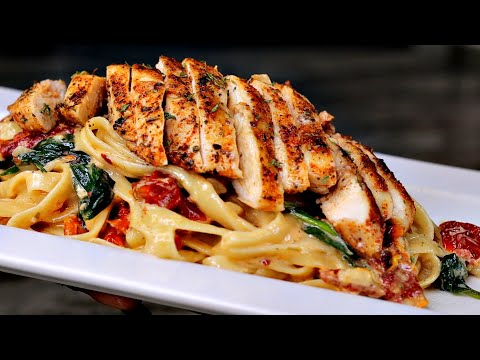 EASY Creamy Tuscan Chicken Pasta Recipe| V-Day Dinner Idea!