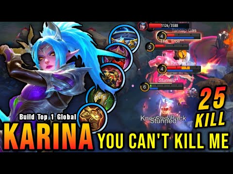 You Can't Kill Me!! 25 Kills Karina Tank Build 100% Unstoppable!! - Build Top 1 Global Karina ~ MLBB