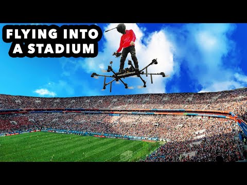 I Flew into THE WORLD GAMES STADIUM on my Real Hoverboard Flying Aircraft | The SkySurfer Aircraft
