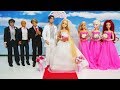 Princess Rapunzel Wedding Ceremony Barbie Elsa Ariel Pink Dress