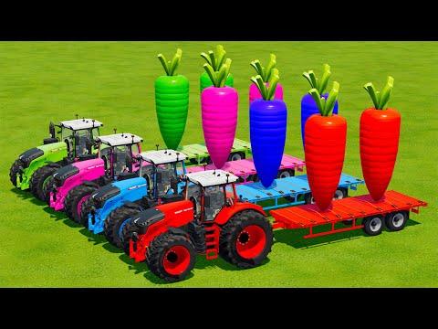 LOAD AND TRANSPORT GIANT CARROTS WITH FENDT TRACTORS - Farming Simulator 22