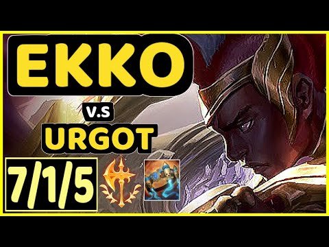 BLANK (EKKO) vs URGOT - 7/1/5 KDA JUNGLE GAMEPLAY - KR Ranked GRANDMASTER