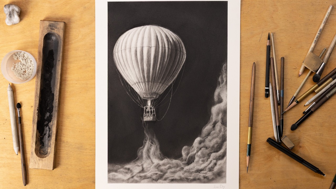 Experimental Drawing techniques - Hot Air Balloon
