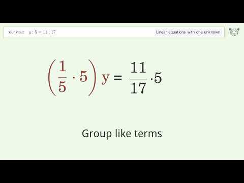 Solve y:5=11:17: Linear Equation Video Solution | Tiger Algebra