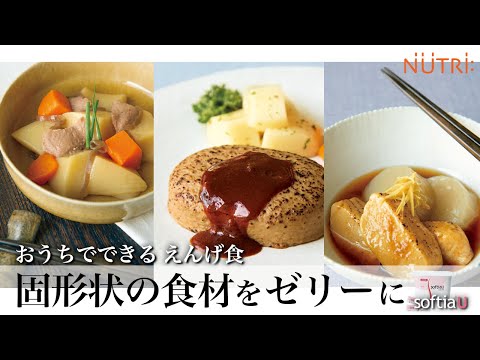 栄養学科 飲み込みにやさしい介護食／ゲル化剤の使い方　在宅介護で食べ物をゼリーに　おうちでできるえんげ食「ソフティアＵ」