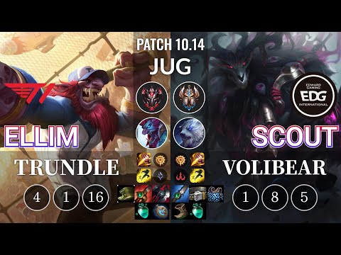T1 Ellim Trundle vs EDG Scout Volibear Jungle - KR Patch 10.14