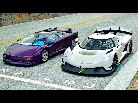 Koengisegg Jesko vs Lamborghini Diablo Monster - Drag Race 10 KM