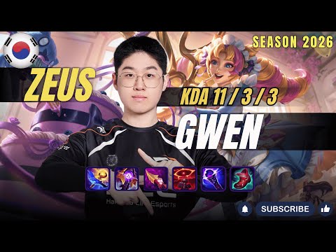 HLE Zeus GWEN vs K'SANTE Top - Patch 26.1 KR Ranked | lolrec