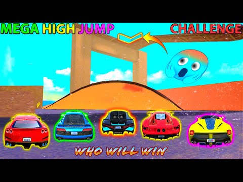 Car Stunt Races Mega Ramp - Bugatti Divo | Audi | Ford Gt | Ferrari Mega High Jump challenge