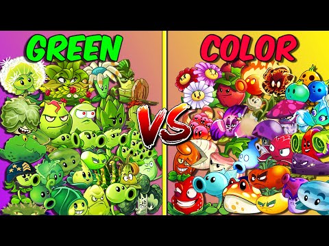 Team GREEN vs ALL COLOR Plants - Who Will Win? - PvZ 2 Team Plant vs Team Plant
