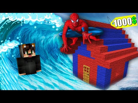 1000$ EV VS ÖRÜMCEK ADAM TSUNAMİ! 😱 - Minecraft