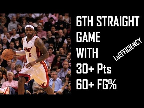 LeBron James HISTORIC 6th Straight Game With 30+ Pts and 60+% FG | 2012-13 NBA Season.