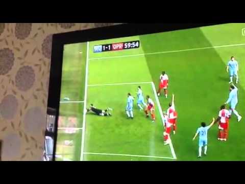 Amazing goal line save by paddy kenny against samir nasri