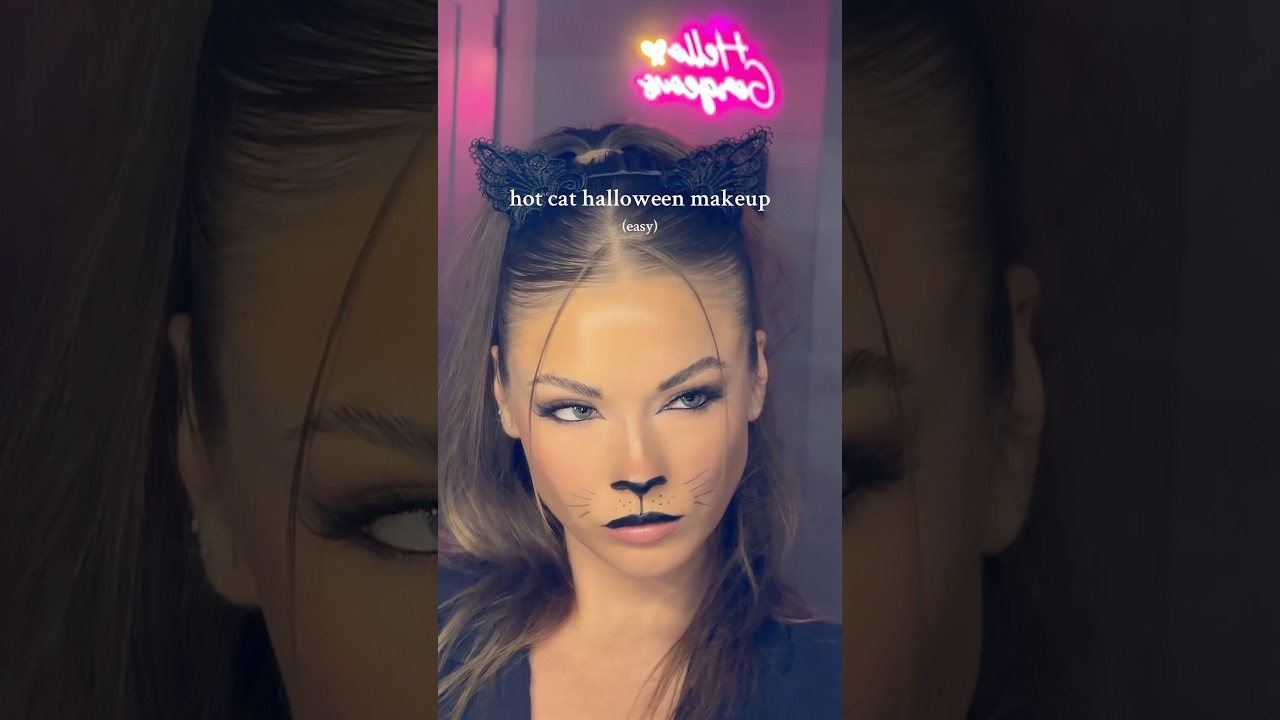 easy cat halloween makeup tutorial 🐈‍⬛✨